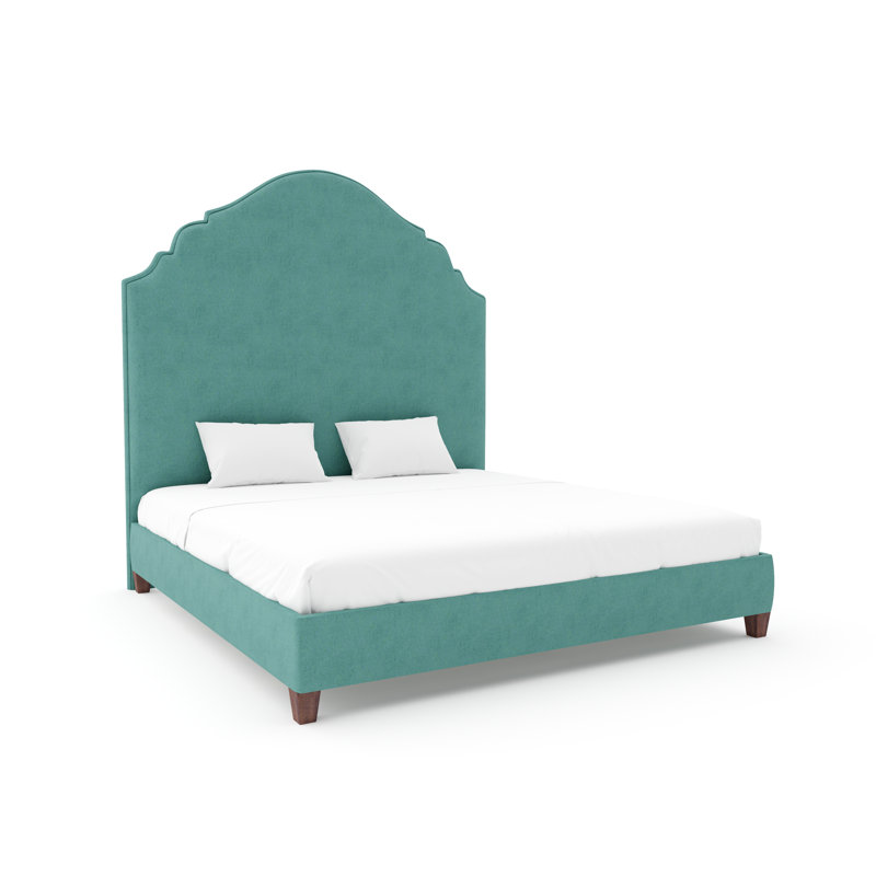Hamilton Upholstered Bed, Full, Rich Tobacco, Posh Life Performance Velvet Caribbean