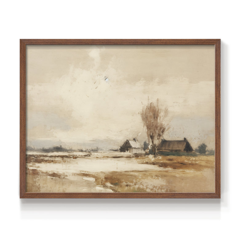 Paysages rétro-CCXLII-impression encadrée - réaménageable, Noyer, H 22 po x l 28 po