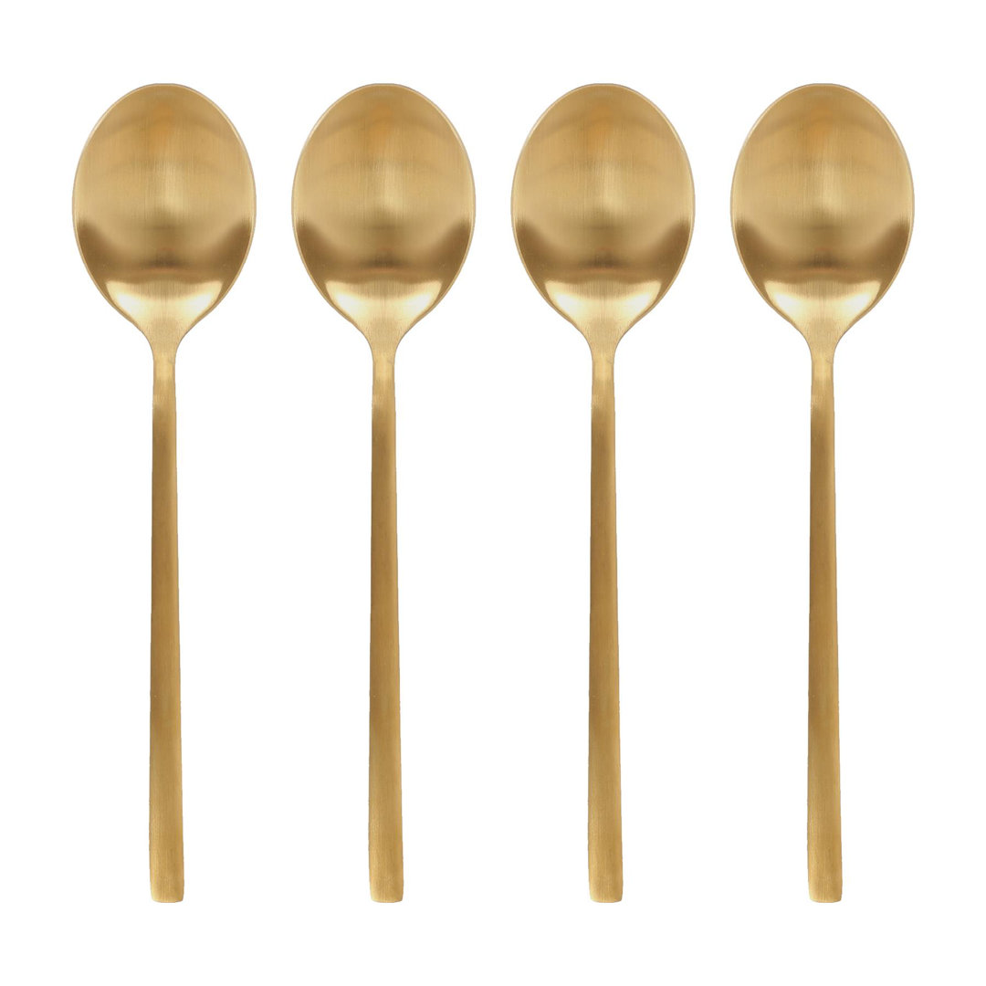 Argon Tableware Gold 20Cm Stainless Steel Dessert Spoons - Pack Of 4 - Image 2