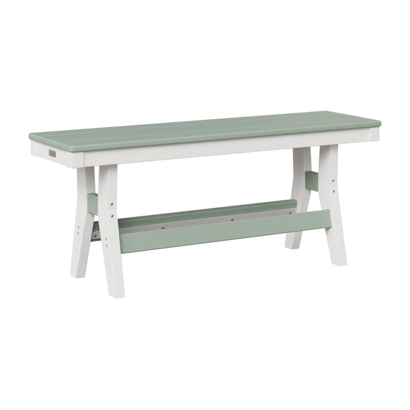 Harbor Outdoor Dining Bench, 22.5" H x 44" W x 12.5" D, Slate/White