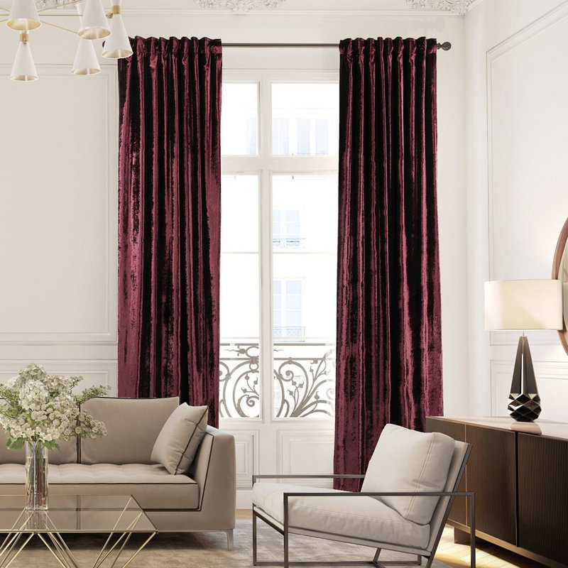 Extra Long & Extra Wide Shiny Velvet Curtain Panel (customized), 280cm Width x 350cm Drop, Red