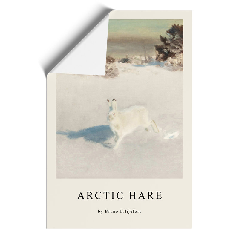 White Hare Print by Bruno Liljefors - Frameless Print, 30cm H x 21cm W x 0.1cm D
