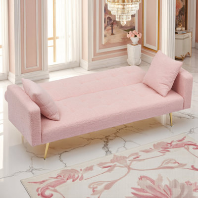 Canapé-lit 71,7 po en tissu Teddy - Conception convertible peu encombrante avec accoudoirs amovibles (capacité de 500 lb)
