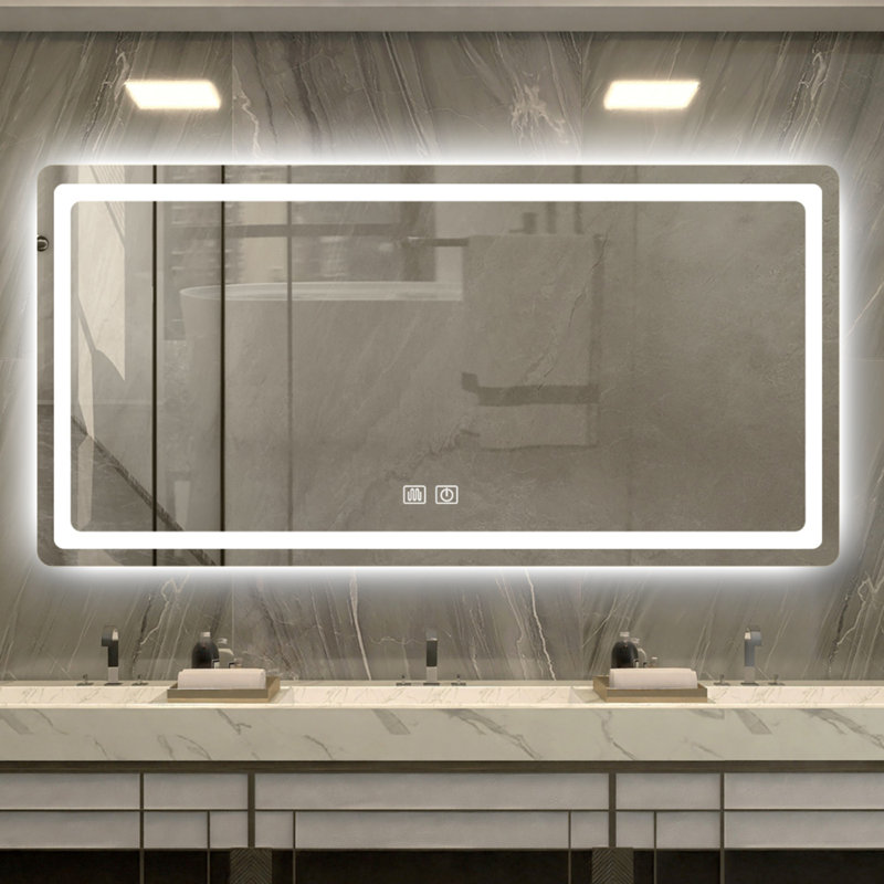 LED Single Bathroom Vanity Mirror In Polished Crystal Bathroom Vanity LED Mirror For Bathroom Wall Smart Lighted Vanity Mirrors