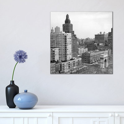 1950s View Washington Square North With Arch Fifth Avenue Buildings by Vintage Images - Wrapped Canvas Painting