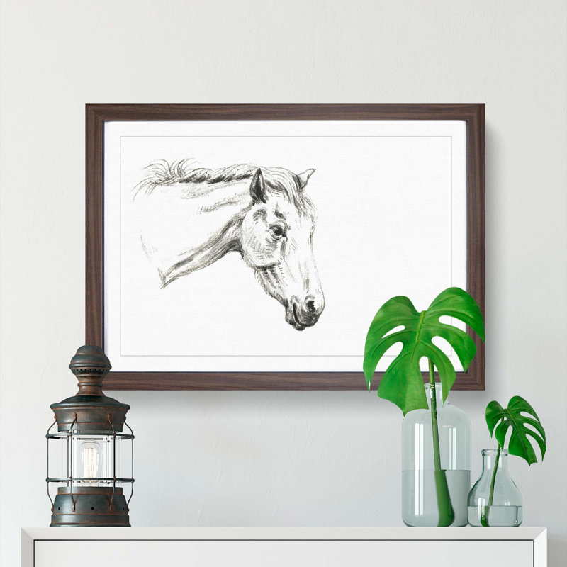 A Portrait of a Horse by Jean Bernard - Framed Print, 33cm H x 45cm W x 2cm D, Walnut Framed