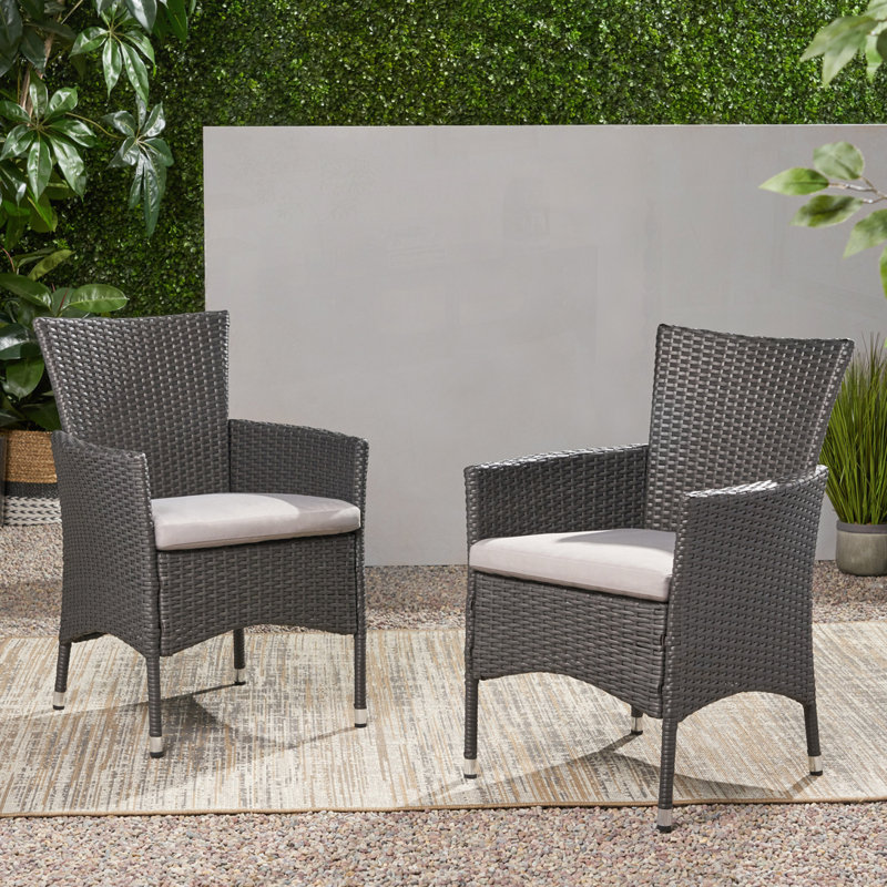 Chaise d'extérieur en osier PE, Gris