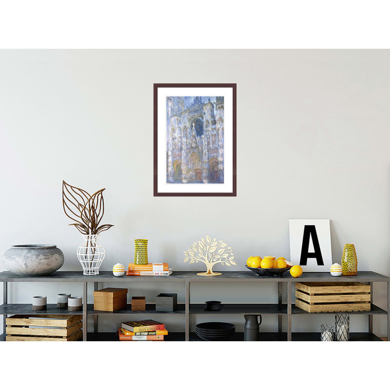 «Rouen Cathedral Blue Harmony Morning Sunlight» par Claude Monet, impression giclée sur cadre, H 29,5 po x l 21,64 po