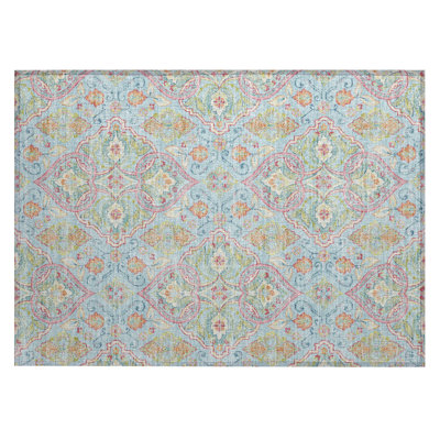 Machine Washable Indoor/Outdoor Husby ACN2207 Bohemian Rug