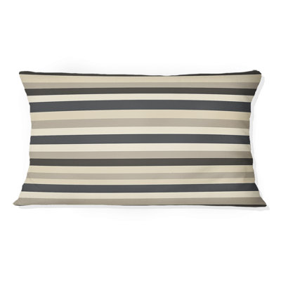 Coussin lombaire gris Mid-Century à rayures grises I - Mid-Century