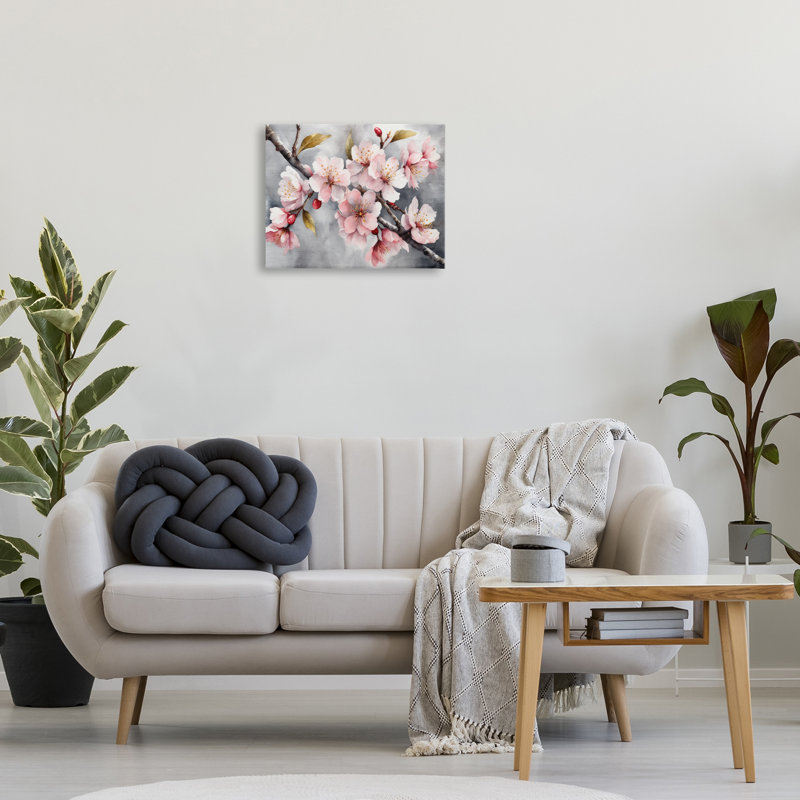 «Blossoms On Grey Canvas» par Kim Allen, H 16 po x l 20 po