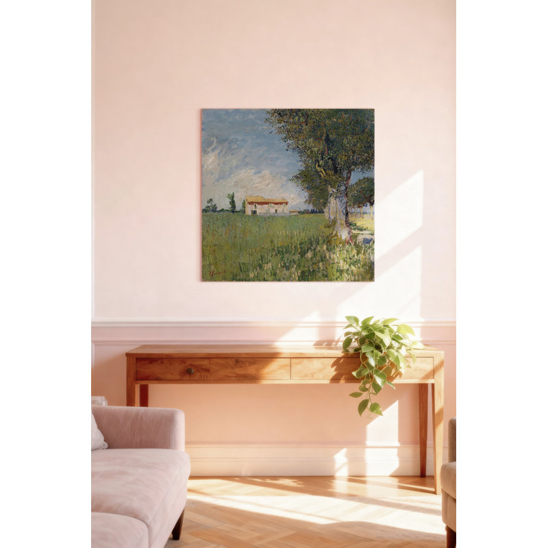 «Farmhouse in a Wheatfield», reproduction sur toile tendue, H 18 po x l 18 po