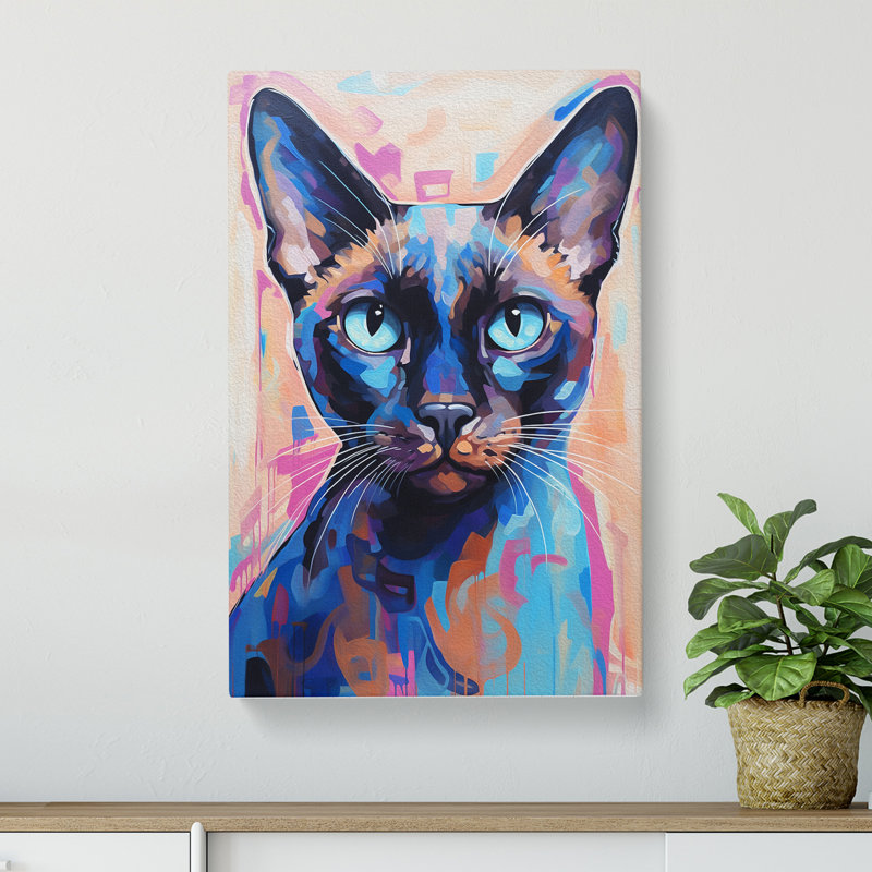 Siamese Cat Hard Edge - No Frame Print, 60cm H x 40cm W x 3cm D