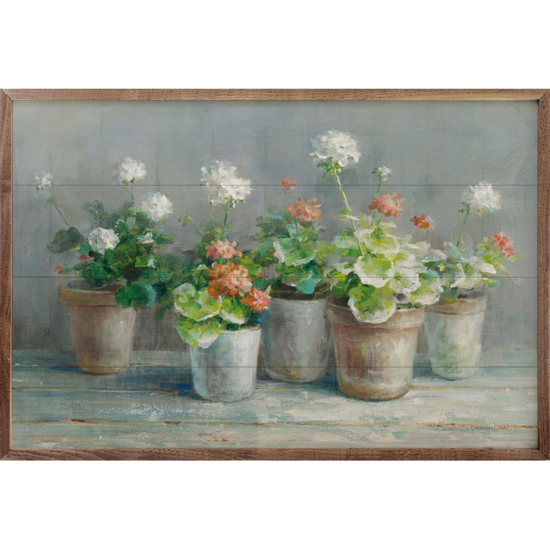 «Farmhouse Geraniums Crop II» par Danhui Nai, H 5 po x l 8 po x P 1 po