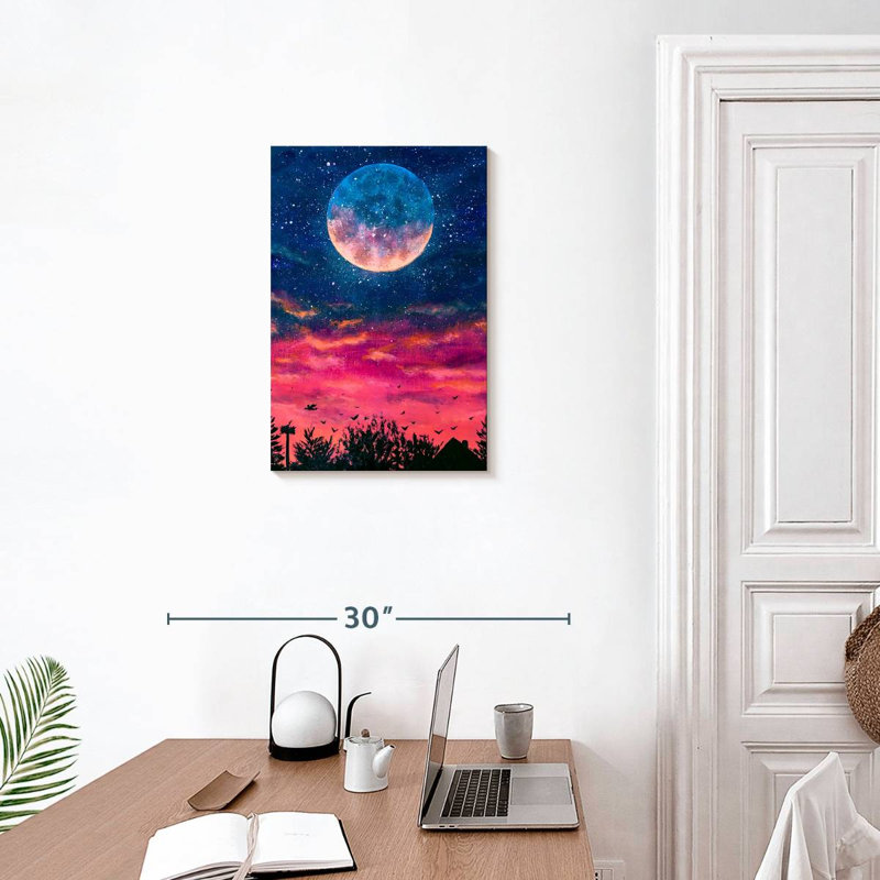 Lever de lune dans la forêt colorée d'Oberle, H 24 po x l 16 po