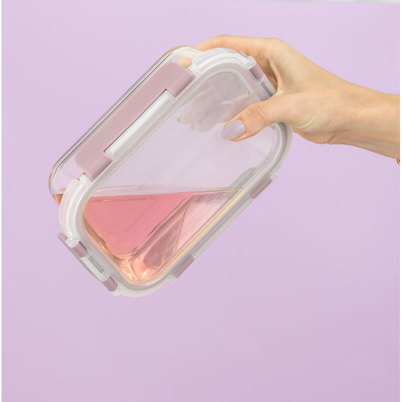Ensemble de 12 contenants de rangement en verre avec couvercle étanche JoyJolt - rose rosé, Rose