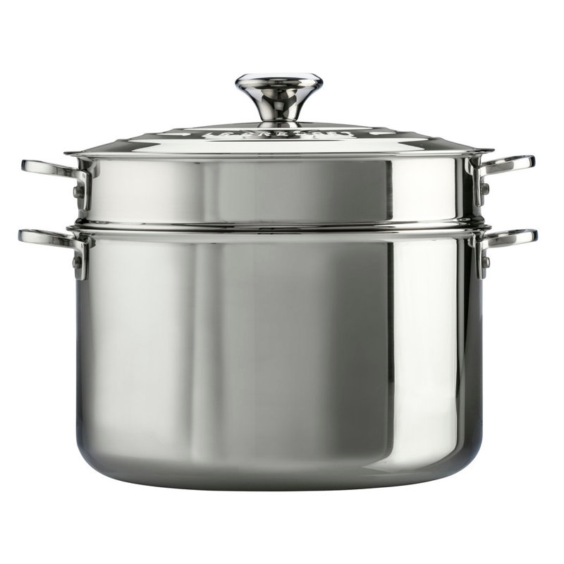 Le Creuset 9 Quart Stainless Steel Stockpot with Basket Insert