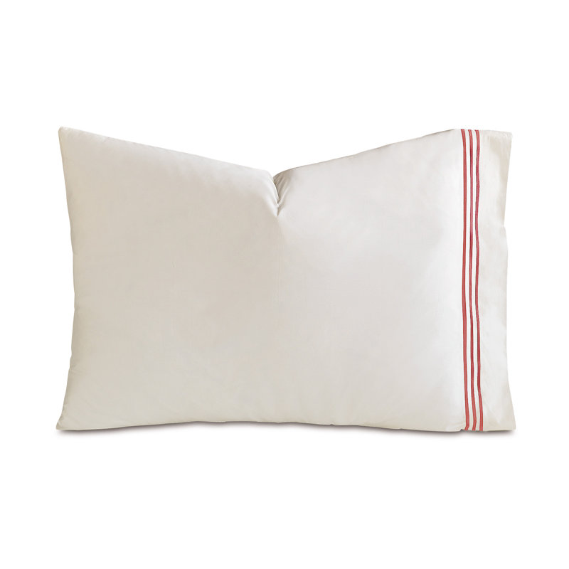 Tessa Pillowcase, Ivory/Scarlet, Standard Pillowcase