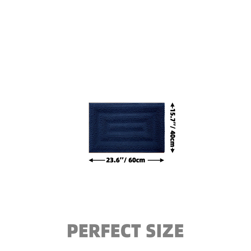 Tapis de bain avec envers antidérapant, Bleu, H 24 po x l 16 po