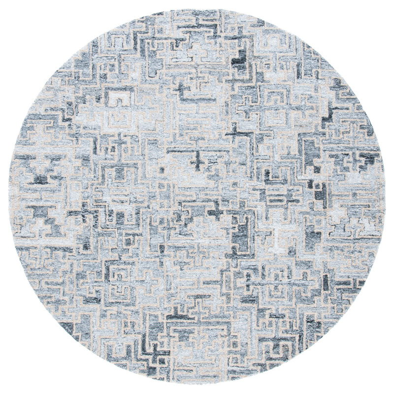 Abstract Hand Tufted Performance Abstract Rug, Round 6'
