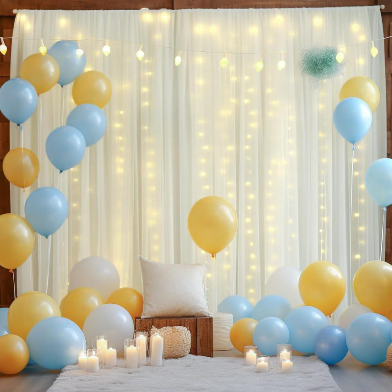 2 Panels Tulle Backdrop Curtain for Parties Wedding 150*300cm Sheer Backdrop Curtains for Bridal Shower Birthday Party Baby Shower Ceiling Drapes Christmas Photo Decorations 2 Panels