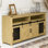 Buffet de ferme avec rangement ouvert 59,3 po avec porte de grange coulissante et panneaux grillagés