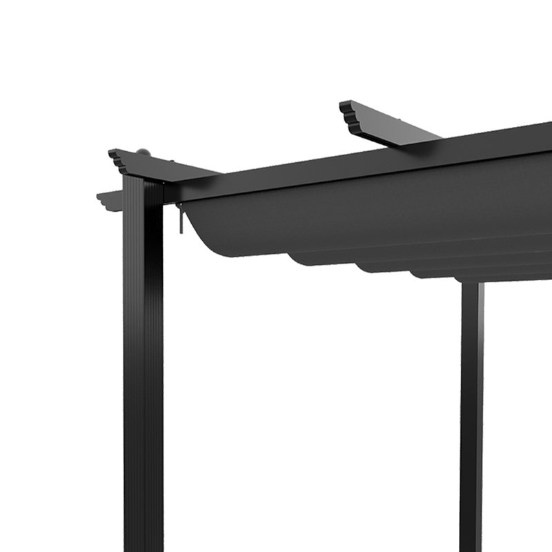 13ft Aluminium Pergola with Retractable Roof, Black, 228cm x 300cm x 400cm