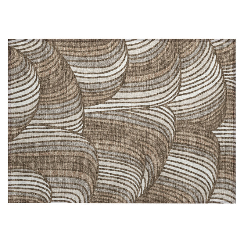Machine Washable Indoor/Outdoor Chantille ACN2546 Mid-Century Modern Rug, 1'8" x 2'6", Chocolate