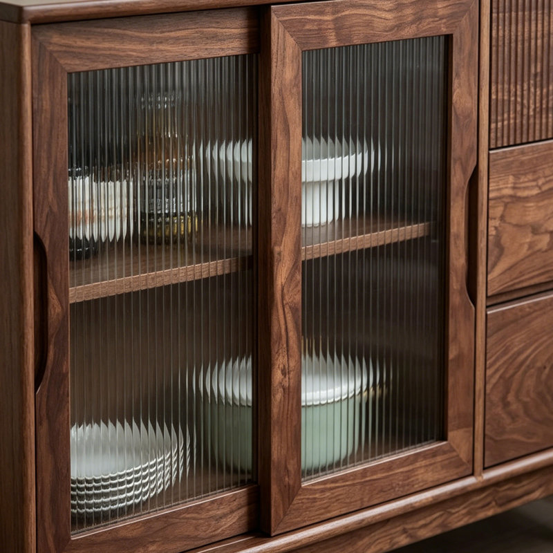Buffet de rangement rétro en noyer noir, H 31,88 po x l 62,99 po x P 15,74 po