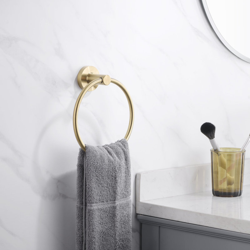 Kree Collection Bathroom Accessories Wall Mounted Towel Ring - Brushed Gold, Brushed Gold