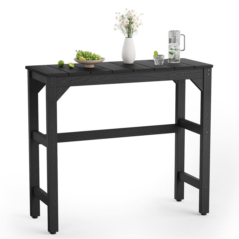Outdoor Bar Table, 42" Rectangle Patio Bar Height Table, All-Weather HIPS Dining Table, Waterproof for Backyard, Garden, Balcony Poolside, Black