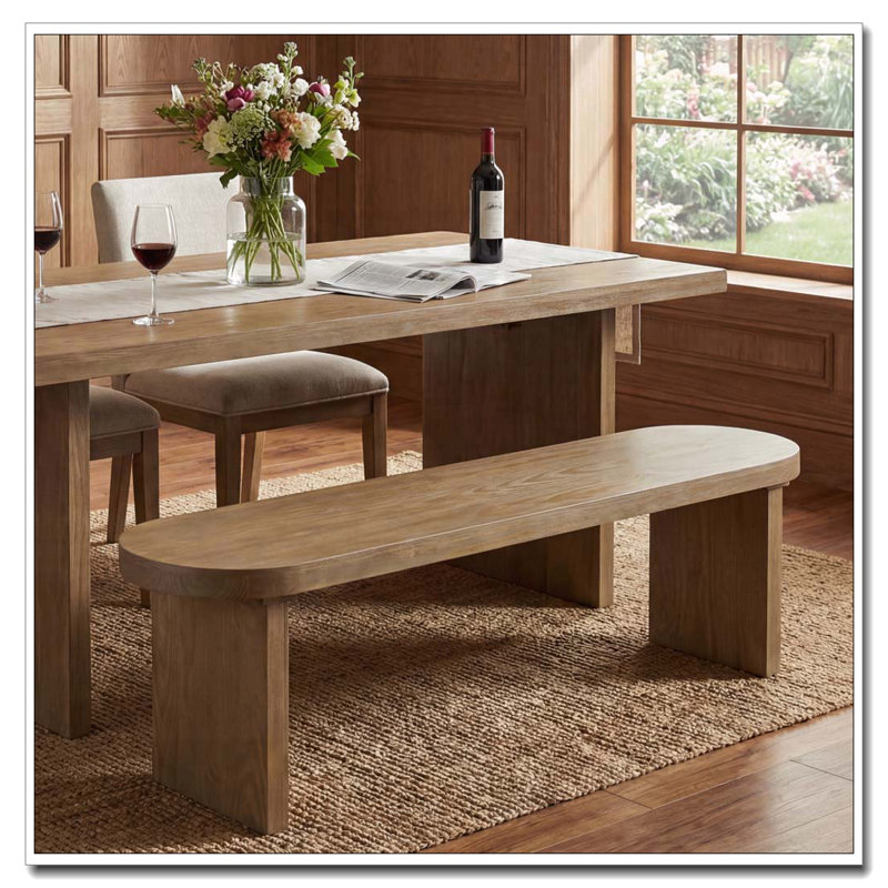 Banc de salle à manger d'intérieur en pin, Bois de pin - Pieds rectangulaires