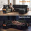 Grand canapé-lit modulaire en L 107 po en chenille avec méridienne, siège d'angle, accoudoir de rangement et orifices de recharge de 107 po, gris foncé-349172691-348757676