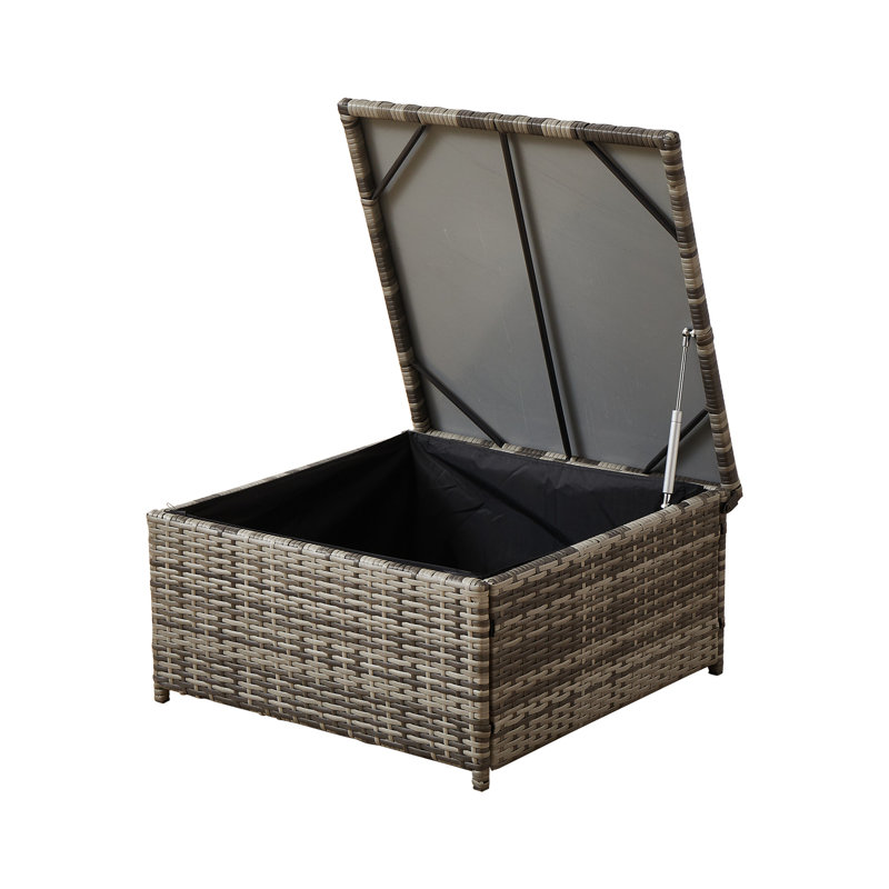 Patio avec coussins - Créez un coin extérieur douillet. Fabrication en acier thermolaqué. Pe In Handwoven Eau - Housses de coussin bleues et grises. Idéal pour la cour, la terrasse, le patio ou le porche