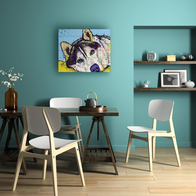 « sibérie husky ii », reproduction d’art sur toile tendue, H 18 po x l 22 po x P 0,5 po, Latte en bois