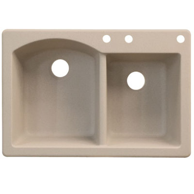 Aversa 33'' L Drop-In Double Bowl Granite Kitchen Sink