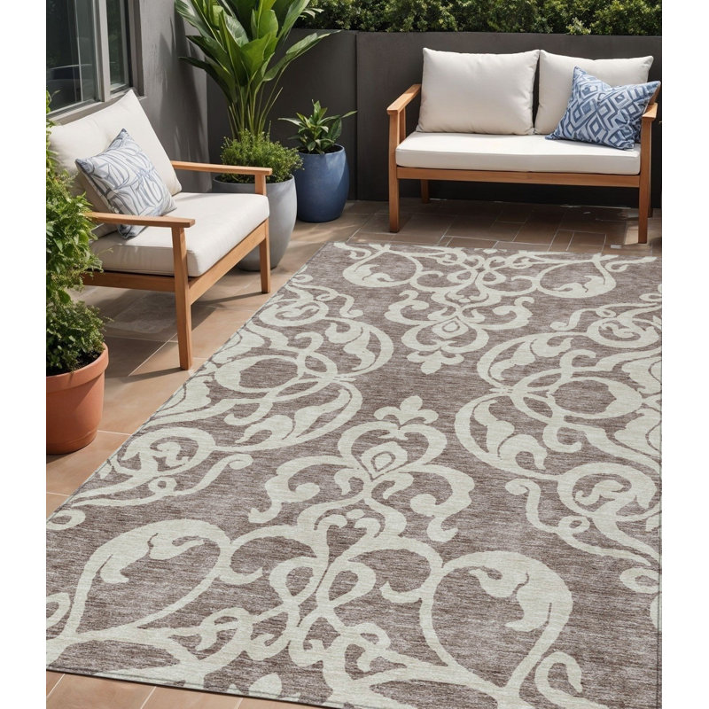 Tapis damassé intérieur taupe 5 'x 8'