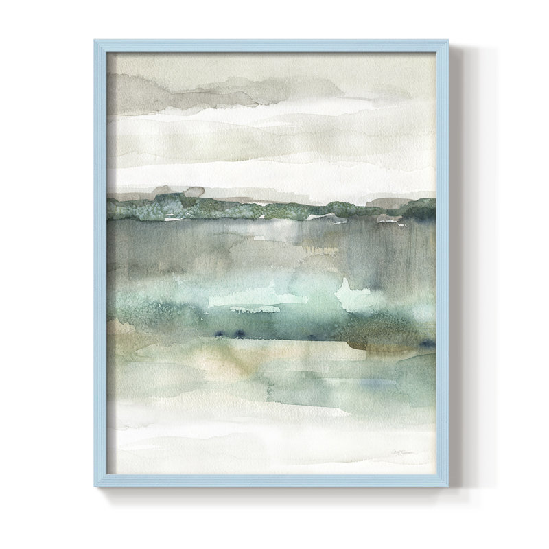 «Soft Emerald Harmony», reproduction encadrée - bois massif, Bleu, H 11 po x l 9 po