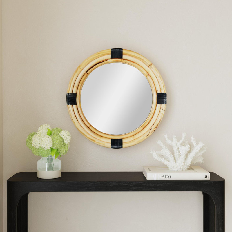 Michael Round Rattan Mirror, Tan