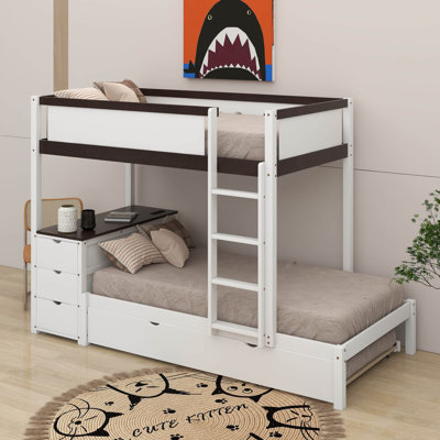 Twin Over Twin Bunk Bed With Trundle And Desk