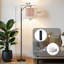 Lampe sur pied à arc avec abat-jour réglable Lampe sur pied rustique blanc doux à planches rustiques à 3 températures de couleur à intensité variable avec interrupteur au pied pour chambre à coucher