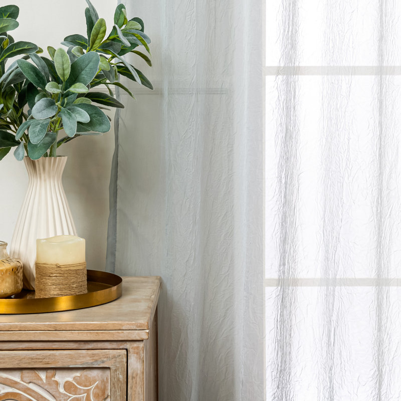 Rideau transparent Maaike, L 52 po x L 84 po, gris