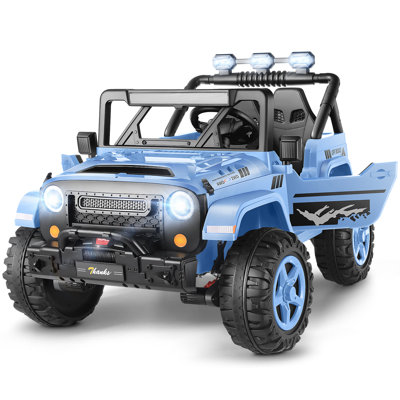 Alex 24V Real 2 Seater Ride On Jeep Truck with Remote Control, 4WD/2WD Kids UTV With 4X200w Powerful Engine, Bluetooth, 20 Wide Seat, Vehicles for Kids Toddlers, Light Blue