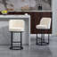Ensemble de 2 tabourets de bar à hauteur de comptoir, tabourets de bar moderne avec dossier, tabourets de bar rembourrés en tissu de lin pour îlot de cuisine-174073364