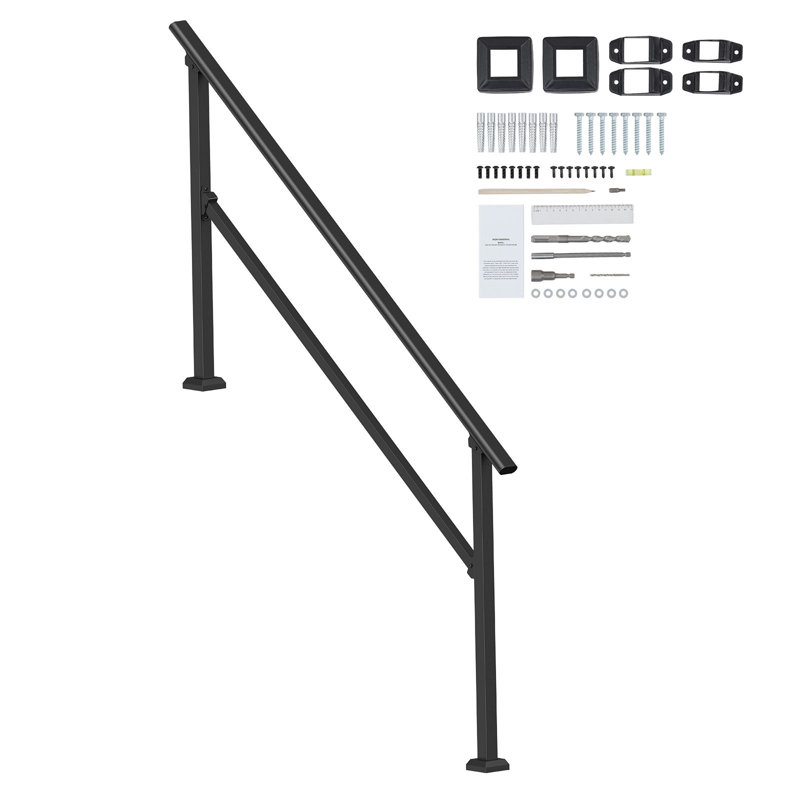 Tube carré noir en acier au carbone 5 pièces, H 5,12 po x l 70,87 po x P 6,3 po