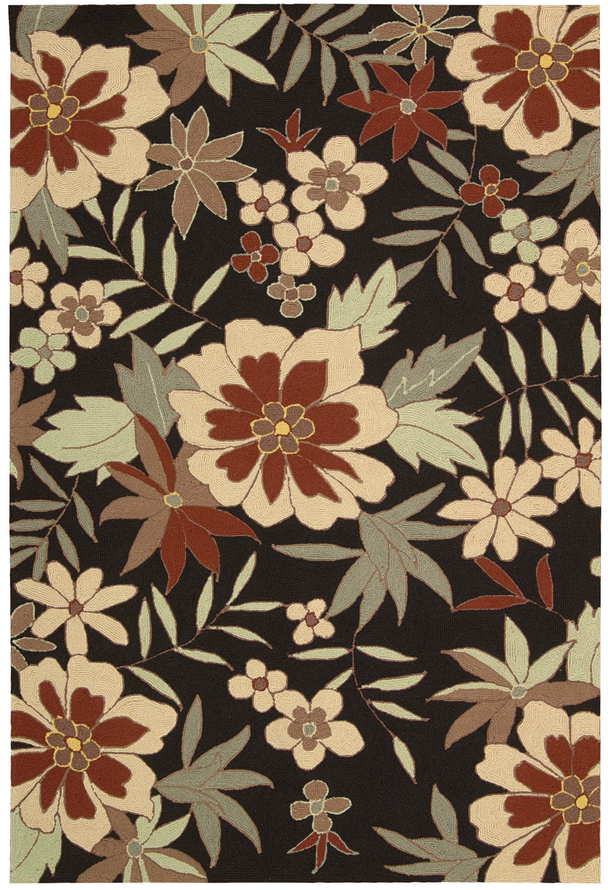 Bay Isle Home™ Ely Floral Handmade Looped Black Indoor / Outdoor Area ...