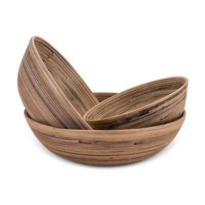 Lexa Bamboo 3-piece Bowl Set, 12, 10, 8 Inch, Bamboo