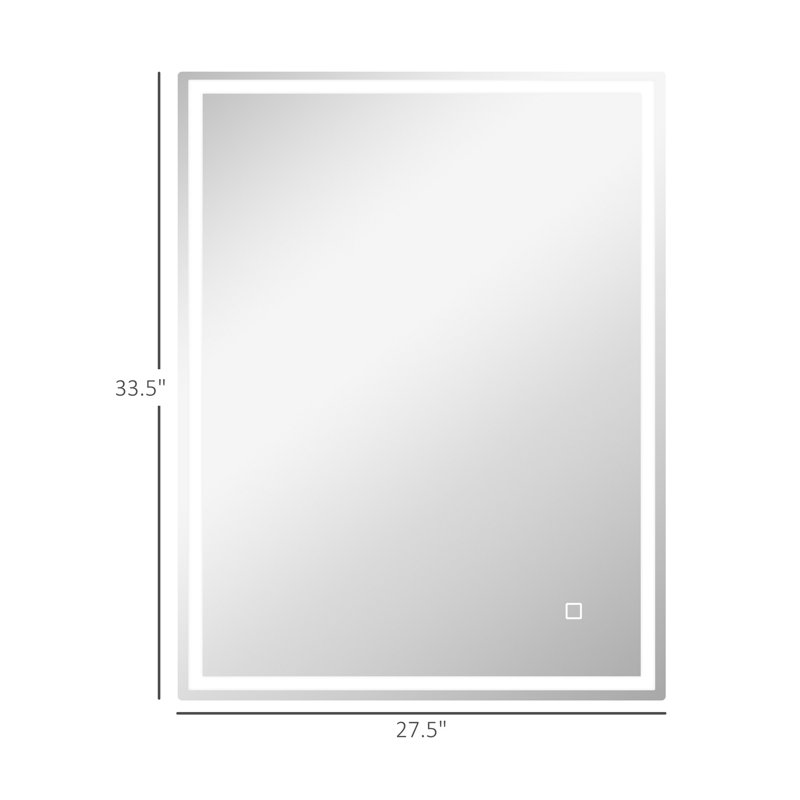 36" x 28" Dimmable Bathroom Mirror with Lights, 3 Colors & Defogging