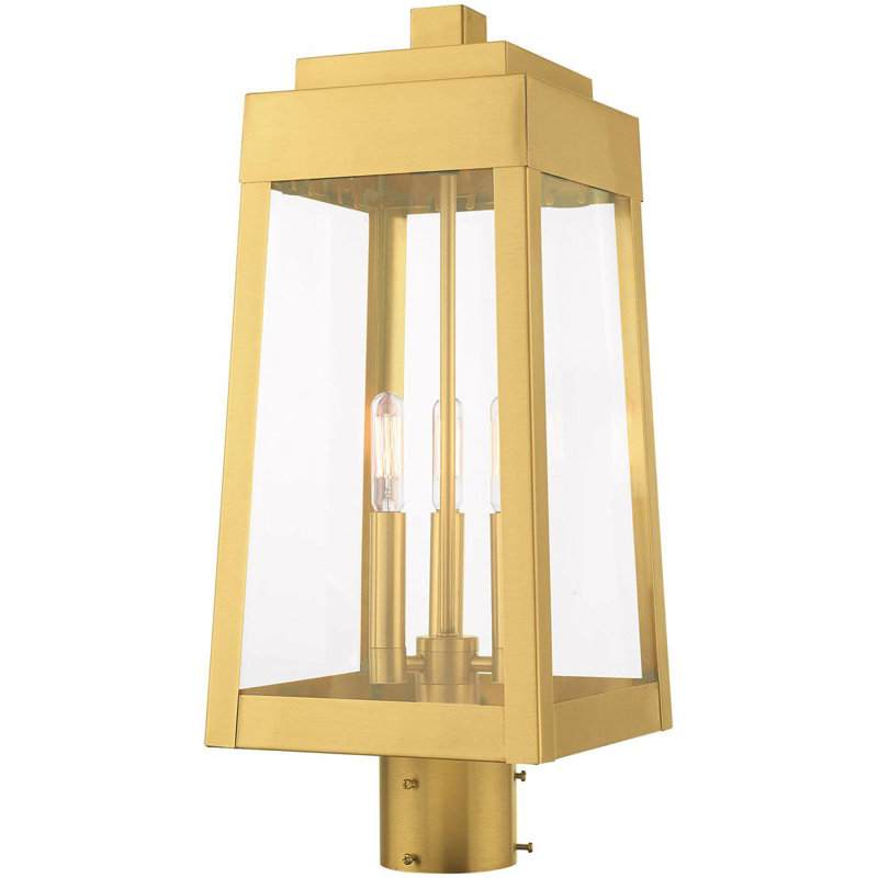 Luminaire suspendu 3 lumières avec abat-jour en verre bullé, H 20,38 po x l 8,25 po x P 8,25 po, Laiton satiné