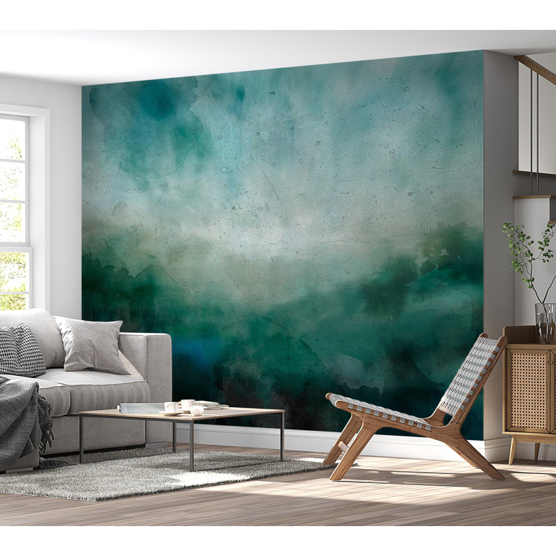 Murale abstraite pelez et collez - Paysage de malachite, L 41 po x l 57 po